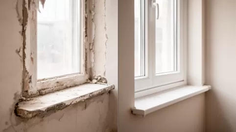 Parapety wewnętrzne przed czy po tynkach